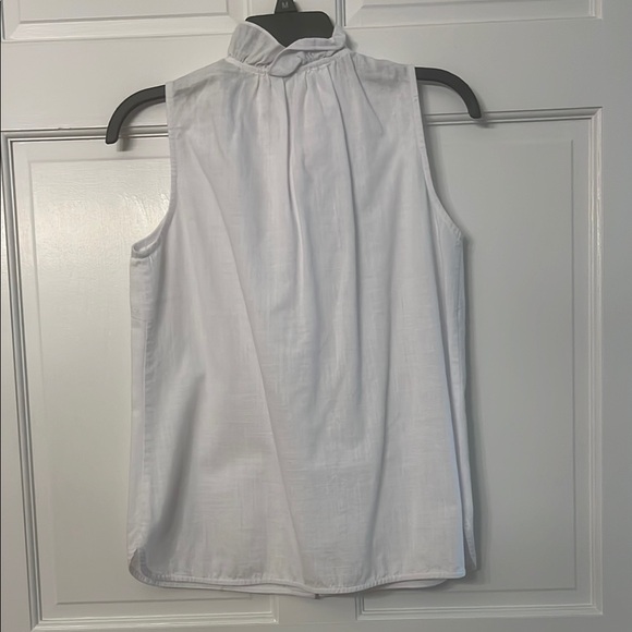 Jade White Sleeveless High Collar Ruffled Blouse - Picture 6 of 8